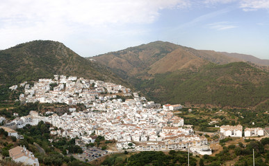 Fototapeta na wymiar Ojen, white village over a hillside near Marbella, Spain