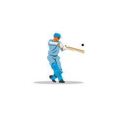 Cricket player hit the ball sign. Vector Illustration.