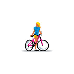 Fototapeta premium Sexy Girl on Bike sign. Vector Illustration.
