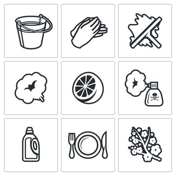 Cleaning service icons set. Vector Illustration.