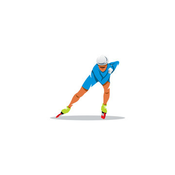 Athlete on roller skates sign. Vector Illustration.