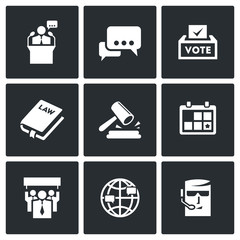 Presidential candidate and elections icons set. Vector Illustration.