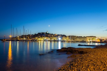 Primosten by night, Croatia, on the Adriatic sea