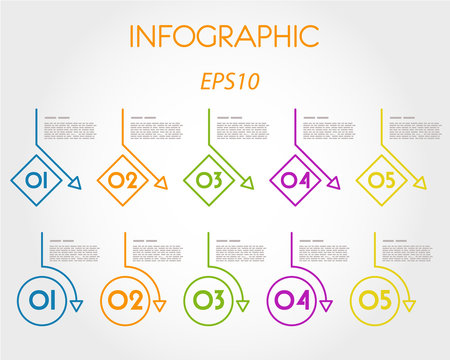 colorful linear infographic set of elements