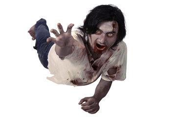 Male zombie crouching on the floor