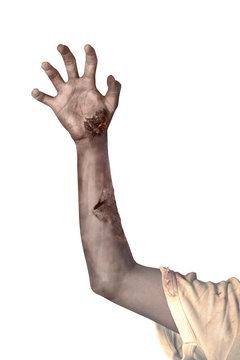 Zombie hand isolated over white background