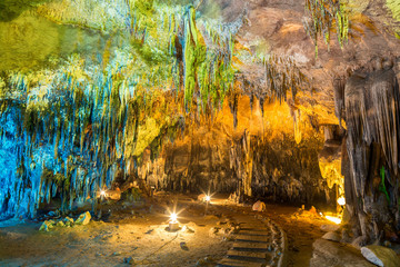 Colorful light in side the cave