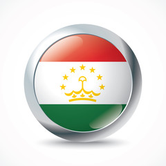 Fototapeta premium Tajikistan flag button