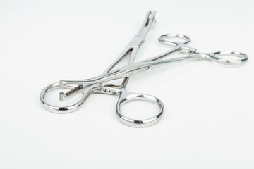 Stainless steel surgical forceps. Stock image macro.
