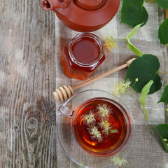 Herbal tea with linden and honey