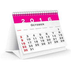 October 2016 desk calendar