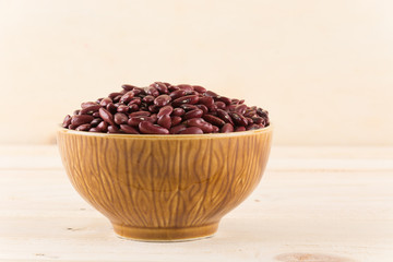 red  beans on wood background