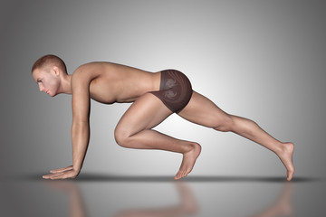 Fototapeta na wymiar 3D male figure in yoga pose