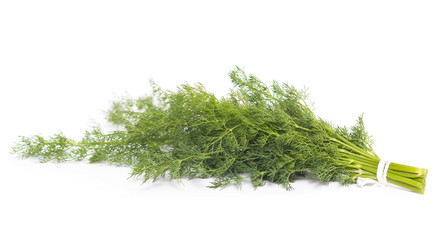 Bunch of fresh dill. Isolated on white background