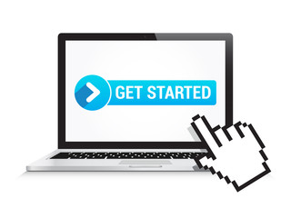 Laptop Get Started Button