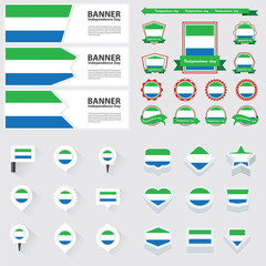 sierra leone independence day, infographic, and label Set.