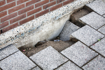 Road subsidence, danger to the pedestrians in this street