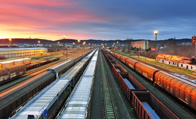 Obraz na płótnie Canvas Freight trains - Cargo transportation