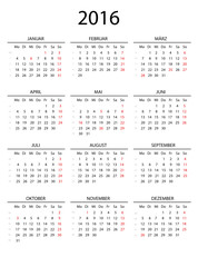 Kalender 2016 mit Linien