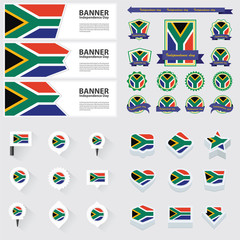 south africa independence day, infographic, and label Set.