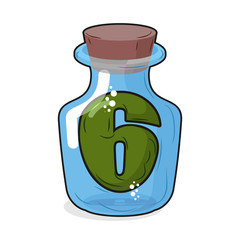 Figure 6 retro laboratory flask, bottle. Six in the old magic po