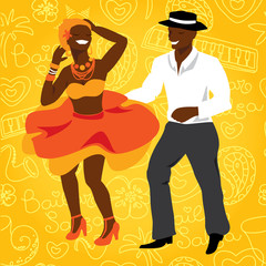 Salsa dancers. Cuban couple dance salsa.