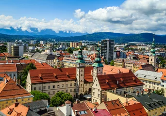 Muurstickers View over Landhaus and city of Klagenfurt © Silvia Eder