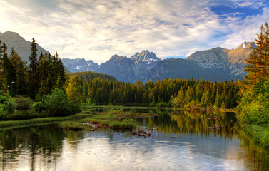 Natural mountain lake in Slovakia Tatras