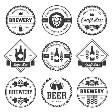 Black beer labels isolated on white