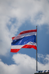 Thai flag waving on the sky 