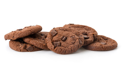 soft dark chocolate brownie cookies on white