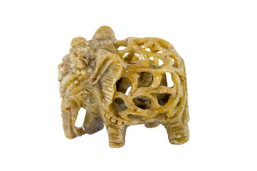 Elephant carved into the back of an elephant made of semipreciou
