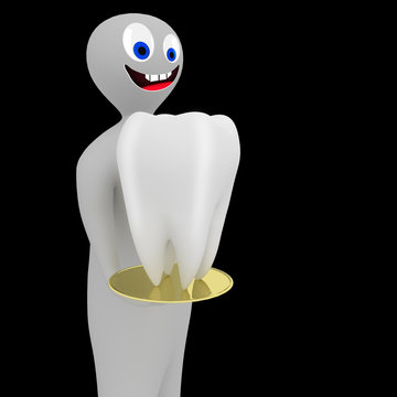Figure holding tablet with tooth