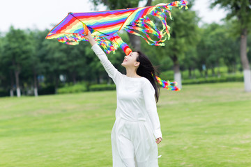 beautiful girl and her kite