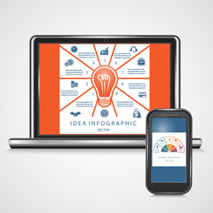 Notebook , Mobile Phone infographic on screen