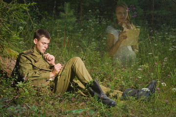 Soviet soldier writes a letter