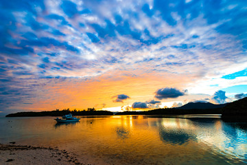 Sunrise, sea, landscape. Okinawa, Japan, Asia.