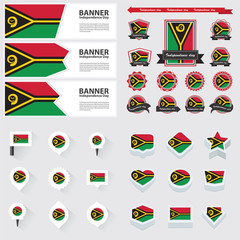 Vanuatu independence day, infographic, and label Set.