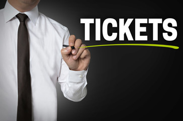Tickets is written by businessman background concept