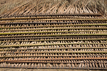 roofing mats palm branches,Nusa Penida, Prov. Bali. Indonesia