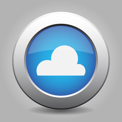 blue metal button with weather - cloudy