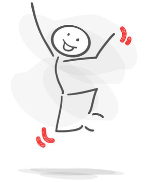 stickman jumping happy red