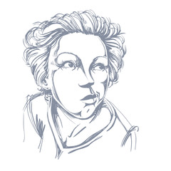 Graphic vector hand-drawn illustration of attractive woman