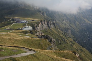 Fototapeta premium Summit station of the Mannlichen cable car, Wengen