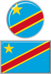 Congolese round and square icon flag. Vector illustration.