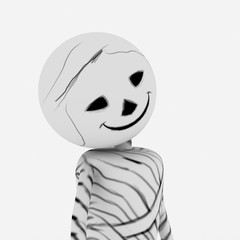Halloween cartoon stylish and modern mummy character