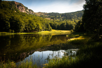 Sunset on a lake, French Pyrenees
