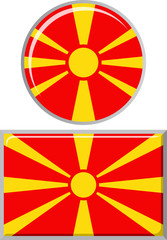 Obraz premium Macedonian round and square icon flag. Vector illustration.