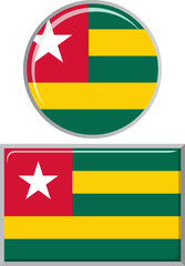 Togolese round and square icon flag. Vector illustration.