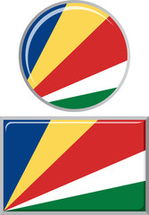 Seychelles round and square icon flag. Vector illustration.